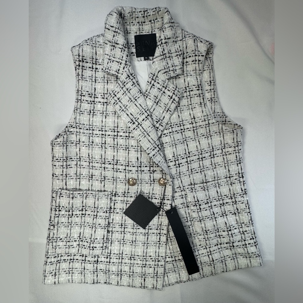 Mina Self | Sleeveless Tweed Vest | New with Tags | Size M
